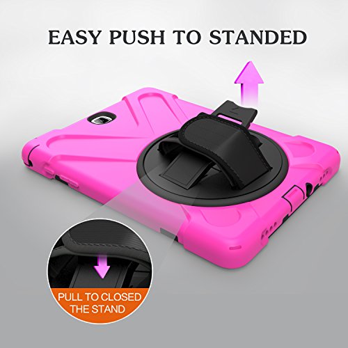 Galaxy Tab A 9.7 Case Kiq Full-Body Shock Proof Hybrid Heavy Duty Armor Protective Case For Samsung Galaxy Tab A 9.7 2015, Sm-T550 With Kickstand And Screen Protector (Shield Hot Pink) #TOP3