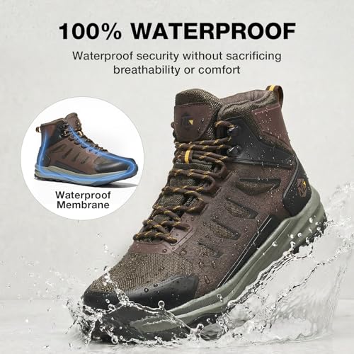 Image of NINGO Steel Toe Work Boots for Men, Waterproof Slip Resistant Work Boots for Men, Wide Toe Comfortable Mens Safety Work Shoes with Zero Drop, Oil Resistant for Construction, Industrial, Warehouse