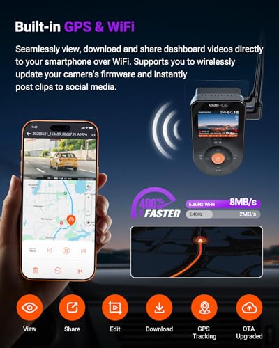 Image of Vantrue S1 Pro Dash Cam Front STARVIS 2, 2.7K Mini Dash Camera for Cars, ADAS, App Control, Built-in WiFi GPS, G-Sensor, Loop Recording, Night Vision, 24H Parking Mode, 158, 2 inch IPS, Support 1TB Max