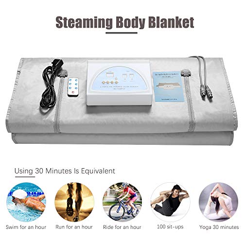 S SMAUTOP 2 Zone Digital Far-Infrared (FIR) Oxford Sauna Blanket,Weight Loss Body Shaper