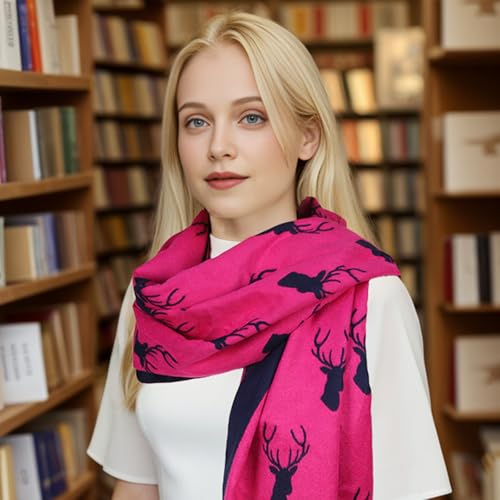 Sumato Scarf for Women Fall Winter Shawl Wraps Long Women Scarves Warm Soft Cashmere Feel Classic Elk Style2