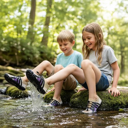 Image of Stelle Water Shoes for Kids Adjustable Laces | Quick Dry Barefoot Non-Slip Shoes with a Roomy Toe Box for Boys and Girls,Beach,Hiking,Toddler to Big Kid