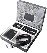 ZEVORA Leather Wallet & Belt Keychain & Pen Combo Gift Set for Men I Gift for Friend, Boyfriend,Husband,Father (Fits waist size 30-40inch) Corporate (Pack of 4)