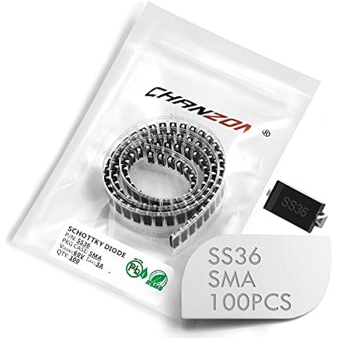 Chanzon SS36 SMD Schottky-Barriere-Gleichrichterdioden 3A 60V SMA 3 Ampere 60 Volt Cover