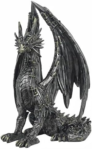 Resin Sitting Dragon Statue Steampunk Medieval Gear Dragon Sculpt...