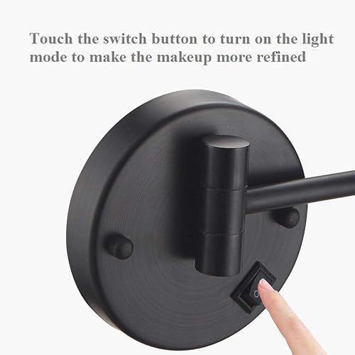 Miniatura 7 de BAOFI Espejo de maquillaje de pared de 8 pulgadas con luces, espejo de maquillaje iluminado para baño 360 giratorio, espejos de tocador extensibles