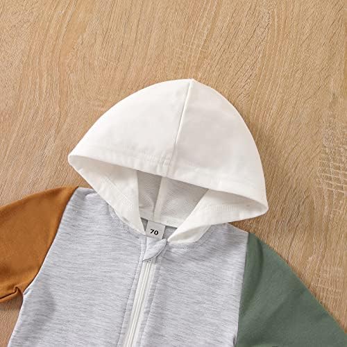 New child Child Boy Garments Shade Block Lengthy Sleeve Zipper Hooded Romper with Pocket Fall One Piece Outfits 3 51+VudFCMVL. AC