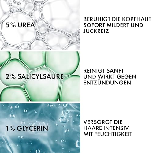 Vichy Dercos Psolution Pflegeshampoo: Beruhigendes Pflegeshampoo mit 5 % Urea gegen trockene juckende Kopfhaut – für empfindliche Kopfhaut geeignet, 200 ml
