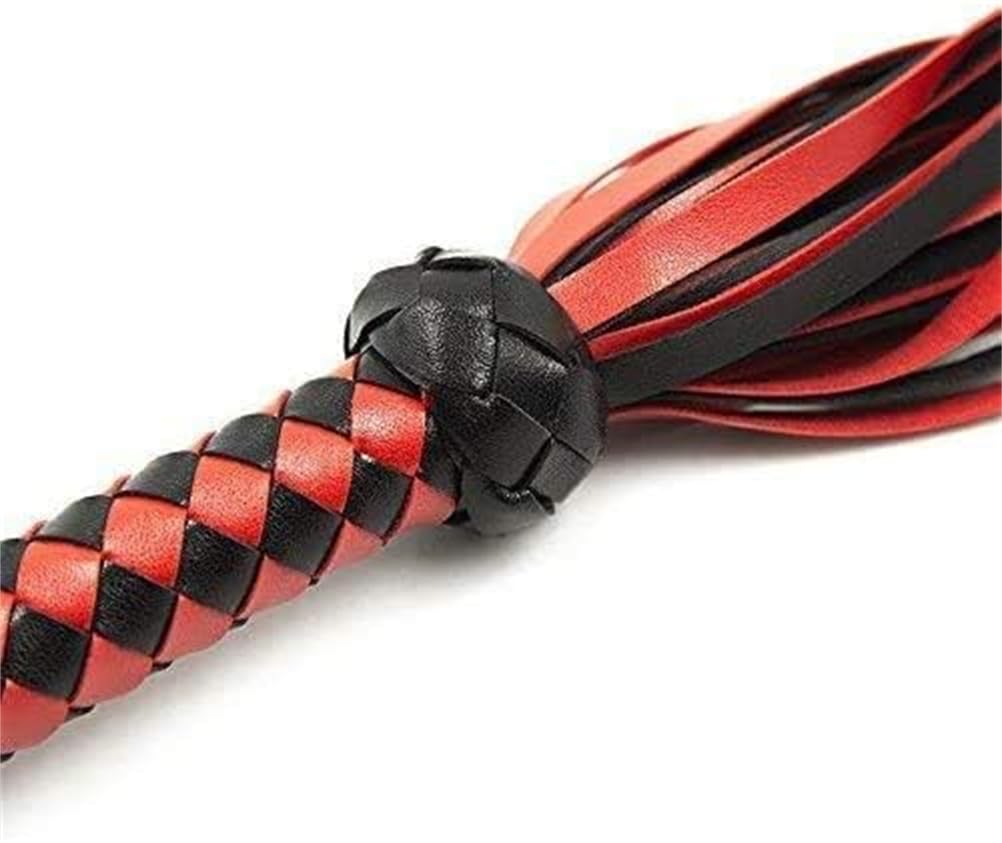 Frusta In Pelle Con Manico Nero Per Adulti – Accessorio Per Giochi Di Ruolo E Feste A Tema, Lunghezza 60 Cm, Con Passante
