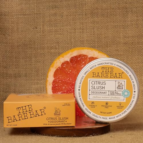 Image of The Bare Bar Citrus Slush Deodorant - 20 gm | Citrus Fragrance| Odor & Sweat Control | Natural formula and Chemical free| Good for all skin types | Travel Mini Size Solid Deodorant for Men & Women