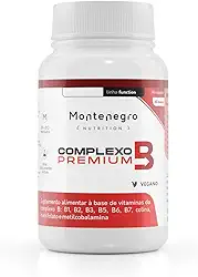 Complexo B Premium - Suplemento de Vitaminas B1, B2, B3, B5, B6, B7, B9 e B12 Metiladas - Vegano, Sem Glúten e Lactose - 60 Cápsulas - Montenegro Nutrition