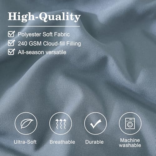 Image of Monbix Full Size Comforter Sets - 7 Pieces Dusty Blue Bed in a Bag Full Size Bedding Sets with Comforters, All Seasons Comforter with Sheets, Pillowcases & Shams