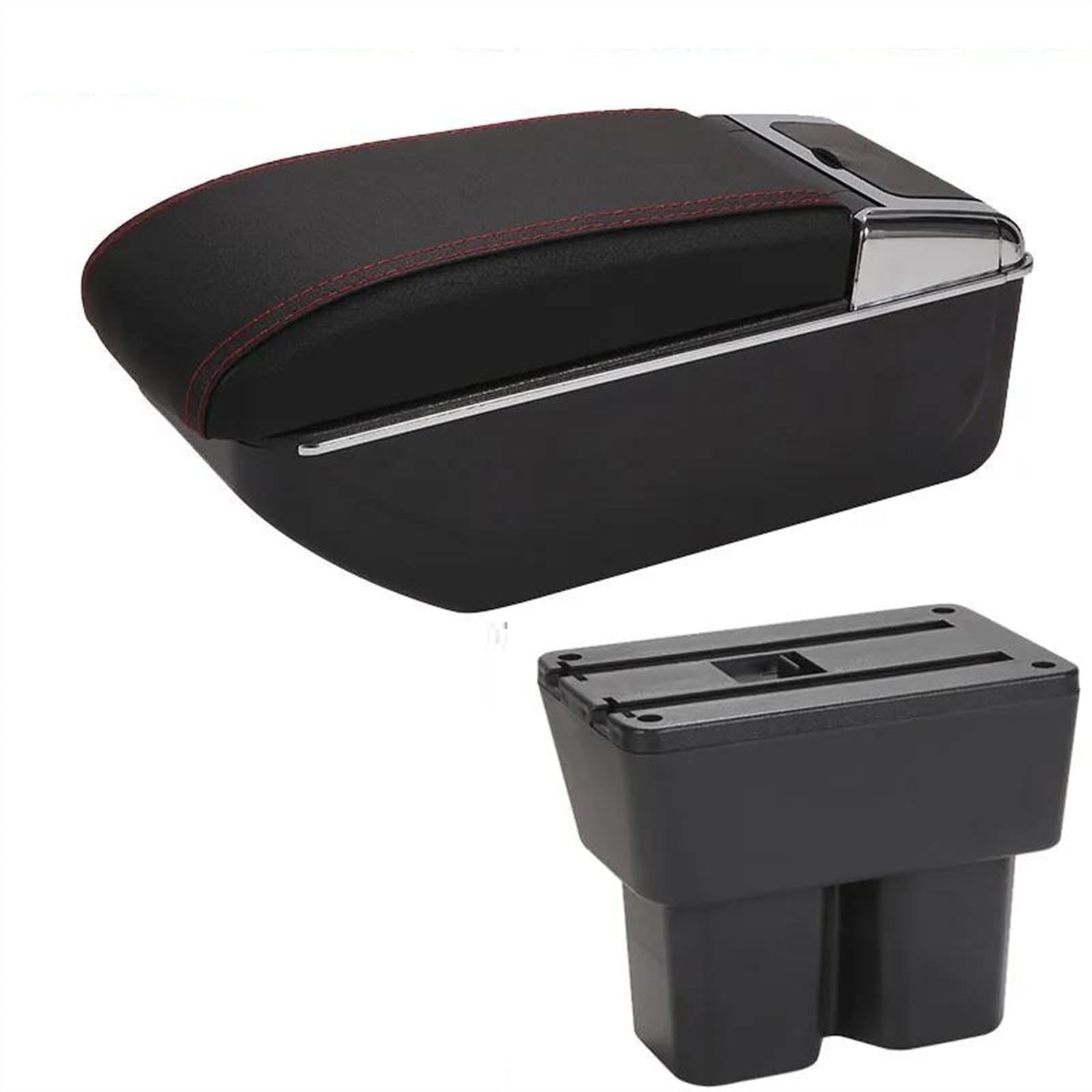 NMJLQW Storage Rack Car Accessori Armrest Box For Jimny JB74 2019-2024 Car Armrest Storage Box Retrofit Part(D1 Black red No USB)