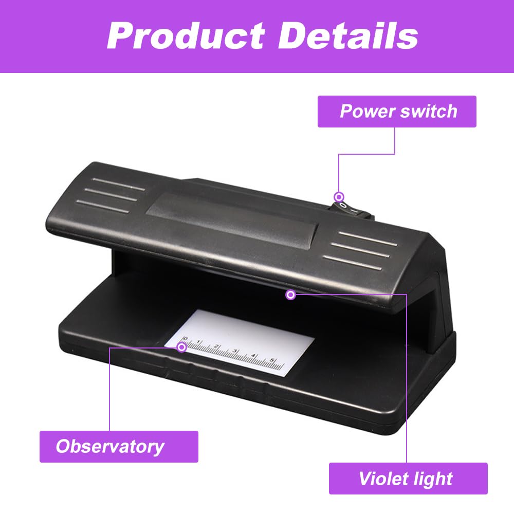 XEERUN Note Checker, Counterfeit Money Detector, UV LED Light Money Checker Machine, Easily Spots Fake Money Notes, Fraud Prevention Money Checker, for Various Commercial Locations (UK Plug) - Image 2