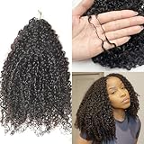 RHEANNA Micro Pre Looped Crochet Human Hair Extensions Afro Kinky Curly Human Crochet Hair Feather Pre Separated Knotless Crochet Human Hair For Braids Twist 18inch 120g