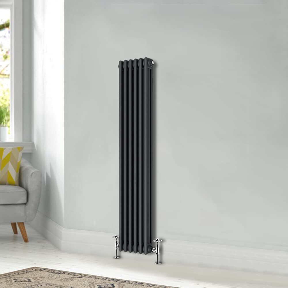 Blümme Traditional 1500 x 290mm Vertical Cast Iron Radiator 3 Column Central Heating Radiators Anthracite