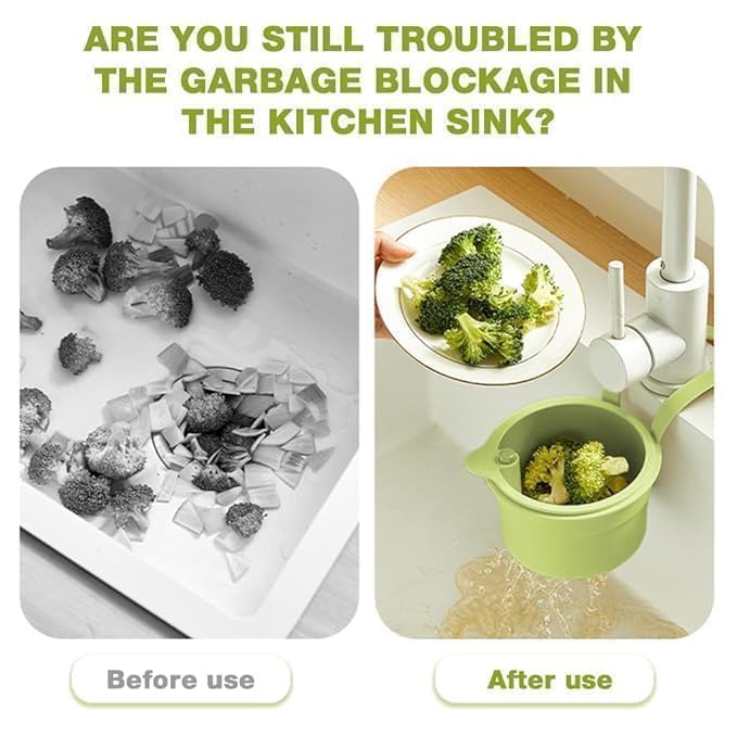 Image of Kitchen Sink Drain Basket, Faucet Hanging Strainer, Sink Strainer Basket, Press Automatic Dumping Kitchen Draining Makeup Remover for Newborn Babies