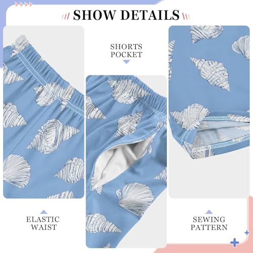 Pajama Pants Conch on Blue Background PJ Bottoms Sleepwear Lounge Sleep Pant with Pockets4