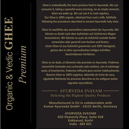 Organic and Vedic Ghee - Ayurveda SVAYAM - Pure Clarified Ghee Butter for Eating & Cooking - Organic - Lactose Free - No… - Image 5