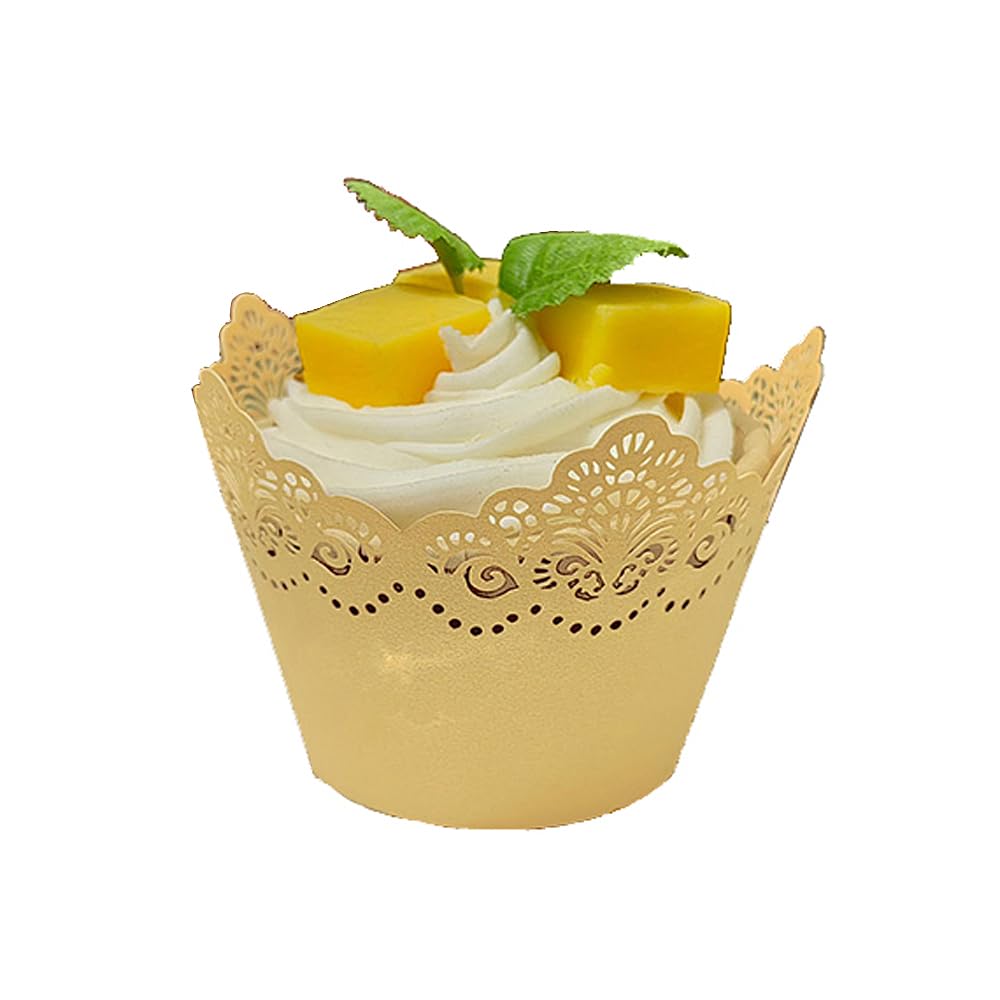 50 Stück Cupcake-Förmchen Mit Spitzenmuster – Aushöhlende Krone Aus Perlglanzpapier Für Hochzeit, Geburtstag & Party (rosa)