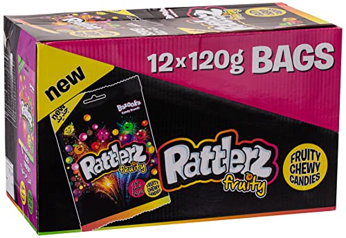 Bazooka Candy Brands Rattlerz Fruity Chewy - 120 gms (pack of 12)