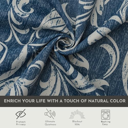 Image of 80% Blackout Curtains for Bedroom, Blue Window Drapes 102 Inch Length for Living Room, Thermal Insulated Grommet Curtains, 2 Panels
