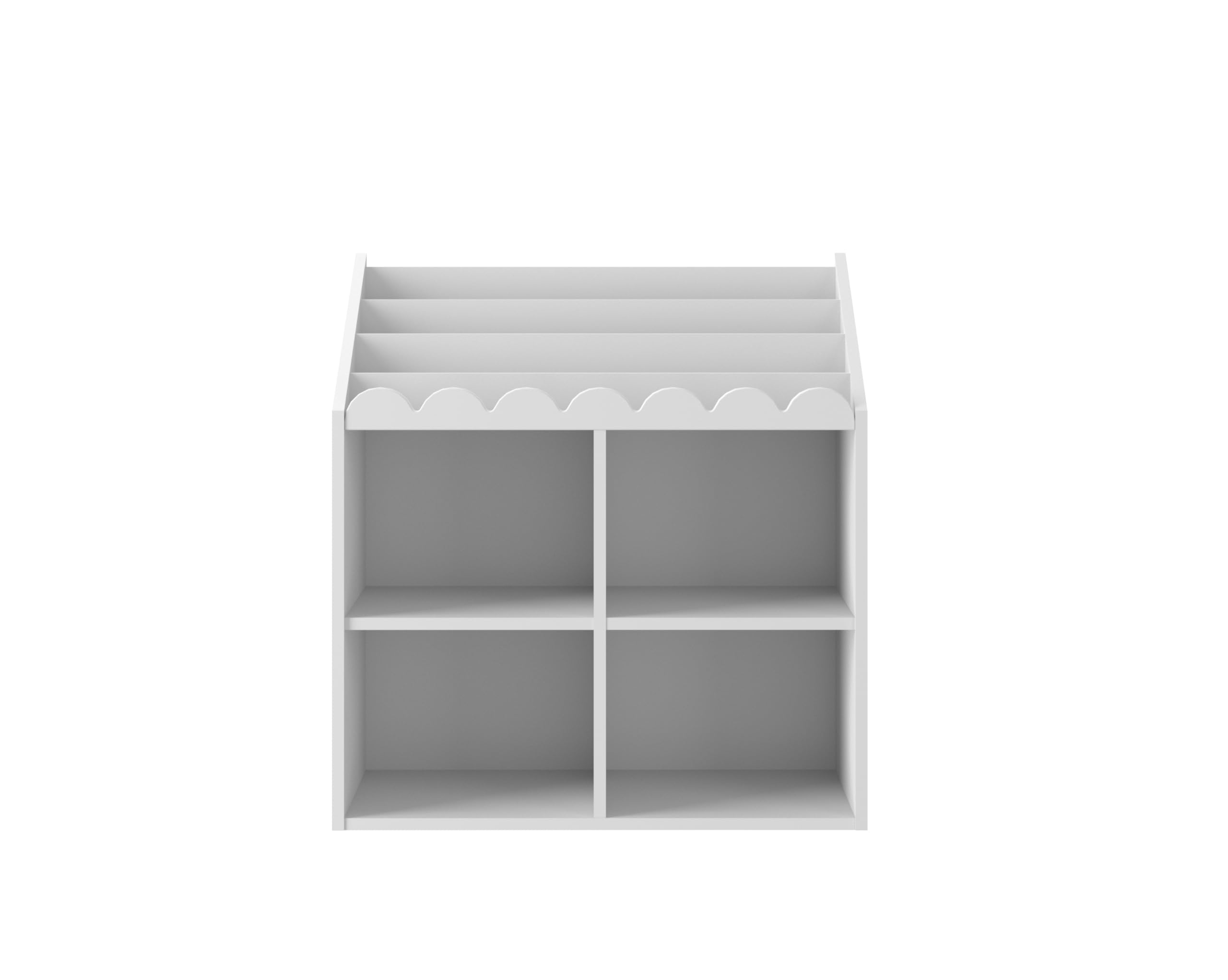Bellamy Book Nook – Regał na Zabawki i Książki Montessori, Biblioteczka Dziecięca z Przegródkami, Organizer do Pokoju Dziecka, Regał Wolnostojący, Kolor Biały/Snow
