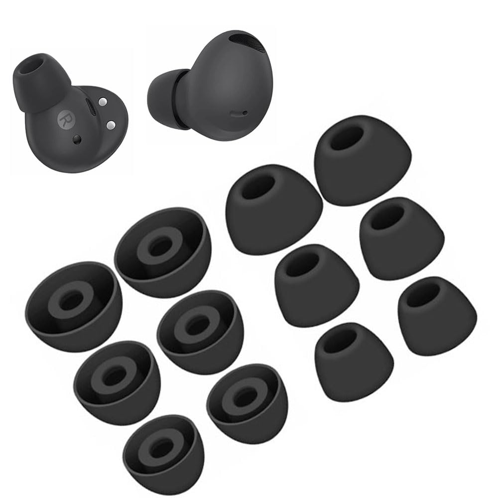 6 Pairs Galaxy Buds 2 Pro Ear Tips, Soft Silicone Washable Ear Tips, Compatible with Samsung Galaxy Buds 2 Pro 2022 SM-R510 Earbuds Tips, Fit in
