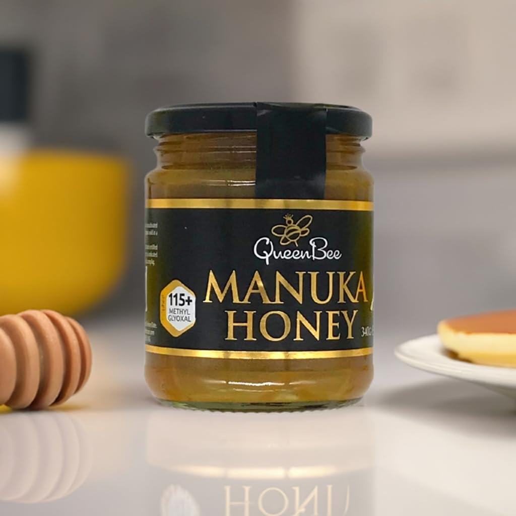 All-Natural Manuka Honey – Genuine Monofloral Manuka Honey 100+ from New Zealand – Contains Minimum of 100mg/kg Methyglyoxal for Healing Properties – Queen Bee Manuka 340g