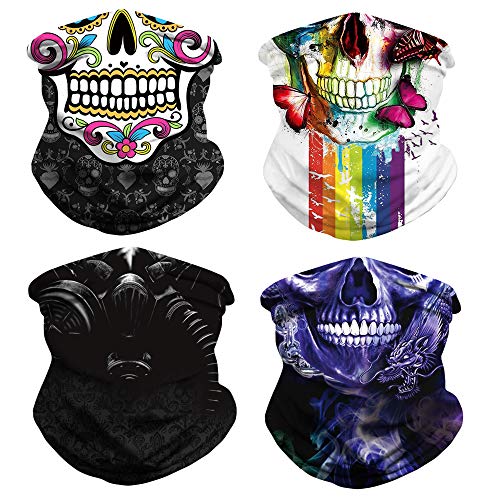 Skull Face Mask Bandana Balaclava Vivid 3D Half Sun Dust Protection Tube Mask