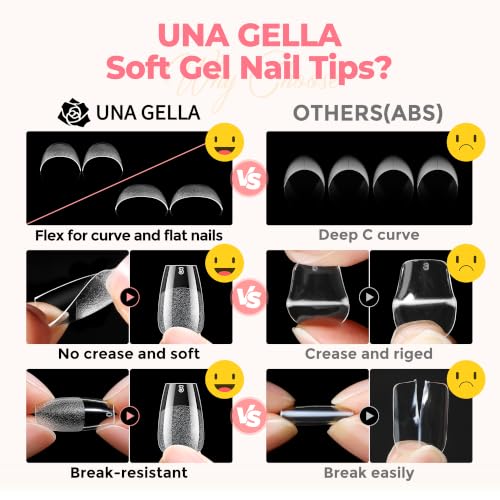 Image of UNA GELLA Short Coffin Nail Tips 450PCS Fake Acrylic Gel Nail Tips