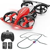 Drones for Kids 8-12, Mini Indoor Drone with 24 Piece Track Set, 2 in 1 RC Quadcopter & Flying Car Toys for Age 10-14 Boys with Jump Fly, Land Mode, Railcar Race,360 Flips,2 Batteries,Altitude Hold