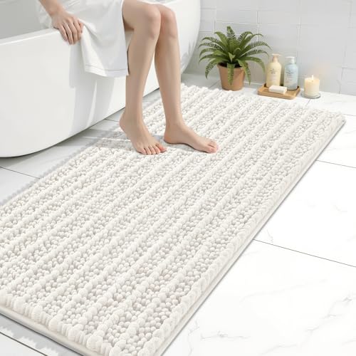 Image of Arotive Luxury Large Bathroom Rugs 40x24, Extra Soft Thick Absorbent Shaggy Chenille Bath Rugs, Machine Wash Dry, Bath Mats for Bathroom Floor, Tub and Shower, Home Decor Accessories, Ivory