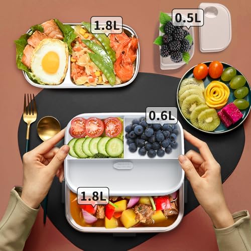 IFENROL Electric Heated Lunch Box for Adults, 100W 3-IN-1 2 Pack 1.8L Containers Heating Lunch Box for Men Portable Double Layer, Fast Heated Food Warmer,12V/24V/110V for Car Truck Office Home by IFENROL - Image 9