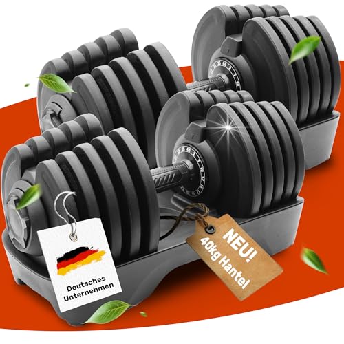 Verstellbare Kurzhantel Set 2x40kg | 12kg |18kg | 24kg | 40kg | 15 Gewichtseinstellungen | Hantelset 2x40kg | Verstellbare Kurzhantel | einstellbar und platzsparend [FIX LOCK] Hantel