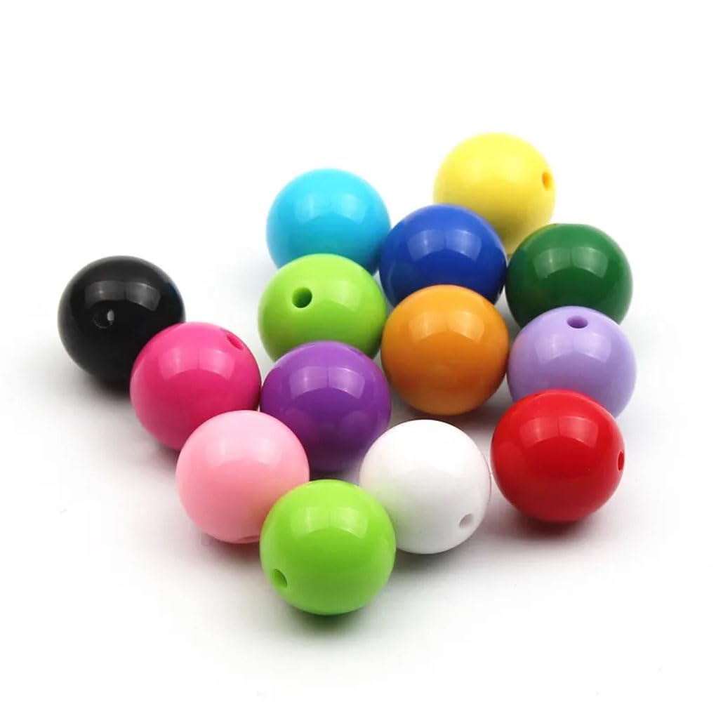 akrylowe koraliki rzemieślnicze, Wielokolorowe okrągłe koraliki akrylowe 6-20 mm w opakowaniu 330 sztuk do wyrobu biżuterii(Black,10mm 50pcs)