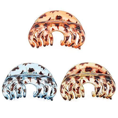 Kaide 4" Chic Styling Thick Hair Jaw Claw Hair Clips,Strong Hair Grip Hair Clamp Hairpins for Women and Girls,3 Mixed Colors