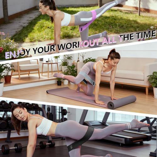 Image of Resistance Bands for Working Out, 4 Levels Exercise Bands for Women & Men, Elastic Workout Band for Physical Therapy, Fabric Booty Band for Gym, Yoga, Pilates, Leg Training