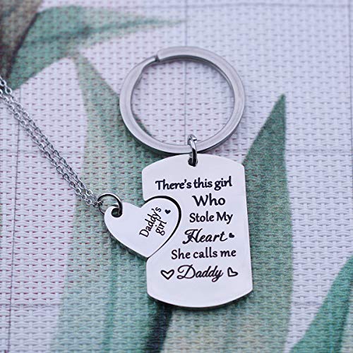Daddy's Teengirl Mama's World 3 Piece Keychain Pendant Necklace,Key Ring Set 3 Family Jewelry Gifts For Dad Mom and Daughter,I Love You Gift From Father Mother or Daughter Son2