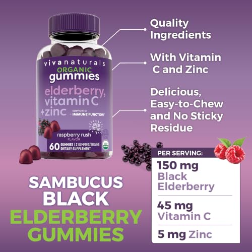 Viva Naturals Sambucus Elderberry Gummies for Adults with Vitamin C & Zinc - image 4