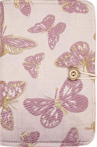 Cuaderno bordado premium estilo carpeta A6 de 6 anillos con diseño de diario de mariposas