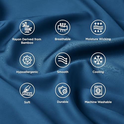 Image of Bedsure Pillow Cases Standard Size Set of 2, 100% Rayon Derived from Bamboo | Cooling Pillowcases, Teal Pillow Covers with Envelope Closure, PureWoven Silky Bedding for Hot Sleepers, 20x26 Inches