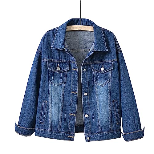 Denim Jacket for Women Plain Outfit Long Sleeve Turtle Neck Cowgirl Cardigan Winter Fall Womens Jackets Button Down2