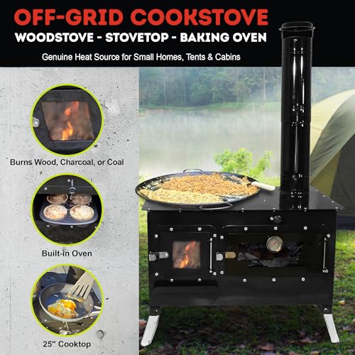Trailblazer Cookstove – Wood Fired Stovetop with Oven for Off-Grid Living, Camping, RV, Hunting, Prepping, Emergency Heat & Cooking - Image 6