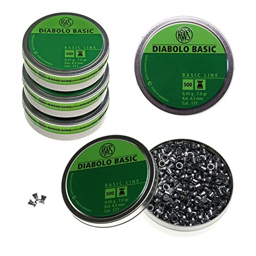 RWS MAXIPACK Diabolos Basic - Kal. 4,5 mm - 0,45g - 2500 Stck. (5 Dosen)