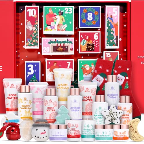 2023 Limited Edition Advent Calendar | Christmas Gifts Bath Sets for Women Gift | 24pcs Spa Gift Set | Christmas Gifts for Women Hand&Body Cream, Body Scrub, Bubble Bath, Candle,Bath Salt,Body Oil 2023 Limited Edition Advent Calendar | Christmas Gifts Bath Sets for Women Gift | 24pcs Spa Gift Set | Christmas Gifts for Women Hand&Body Cream, Body Scrub, Bubble Bath, Candle,Bath Salt,Body Oil