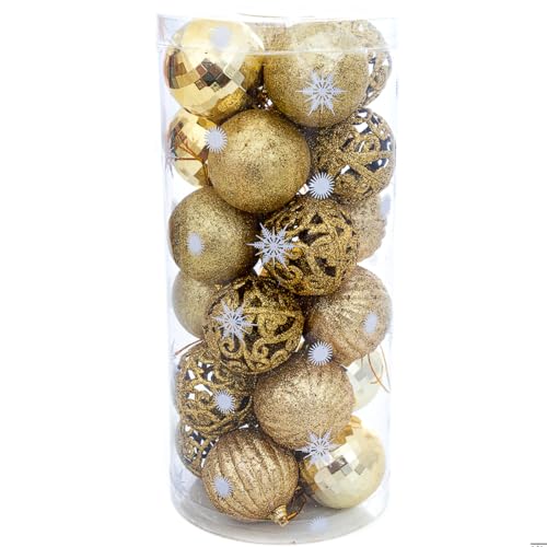 24 Enfeites Bola Dourada Glitter Arabesco Espelhada Arvore Natal Decoração Natalina Bolas Decorativa