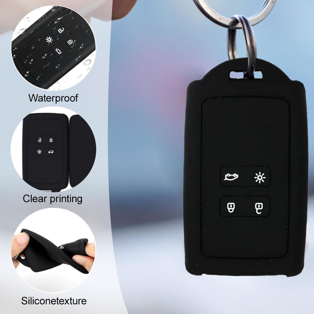 Cover In Silicone Per Chiavi Auto Renault E Dacia - 2 Pezzi Con Portachiavi - Antiurto E Impermeabile - Foto 7