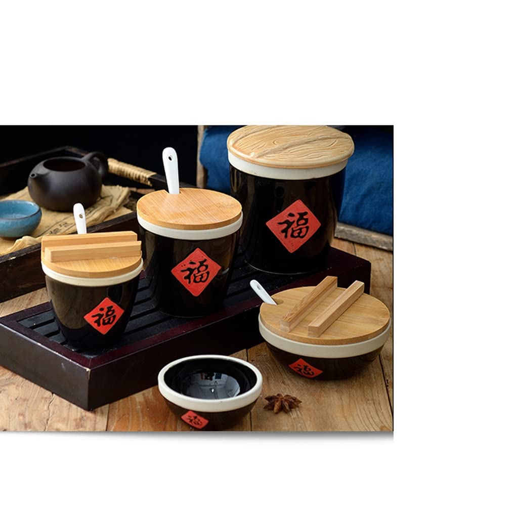 Kit Barattolo di Condimento Olio e sale condimento condimento in ceramica serbatoio di benedizione for la casa cucina piccolo serbatoio barattolo set con coperchio serbatoio piccolo serbatoio d'acqua