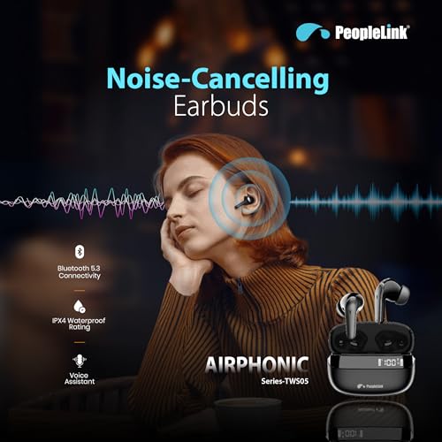 Image of TWS05 Earbuds up to 45 Hours Playback, Voice Assistant, App Connectivity,2-mic Clear Calls,3D Spatial Audio,Low Latency for Gaming, IPX4 TWS,12.4mm Drivers,Up to 46dB Hybrid ANC (Black)